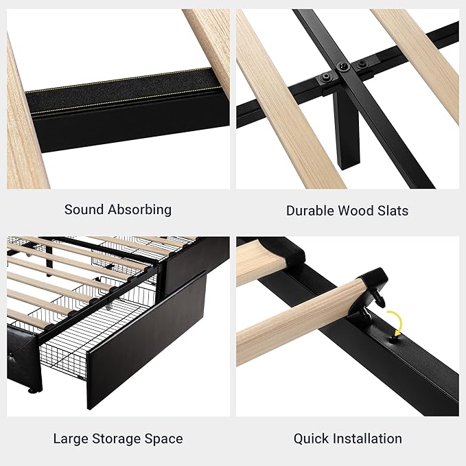Allewie Upholstered King Size Platform Bed Frame