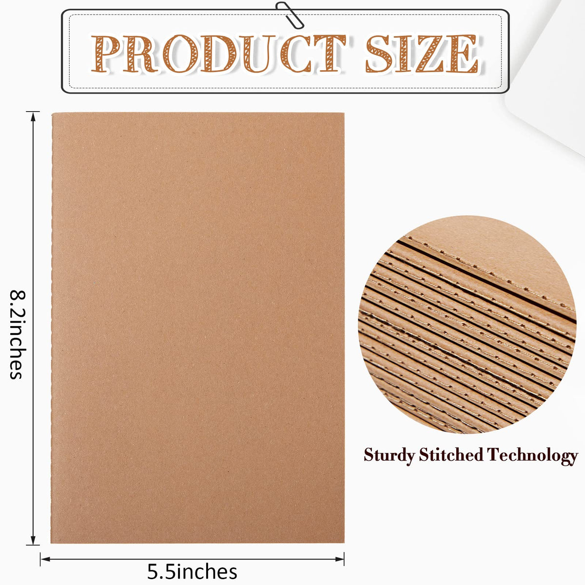 Sabary 72 Pack Kraft Paper Notebook Journals 5.5 Inch x 8.3 Inch A5 Notebook in Bulk Softcover Ruled for Writing Sketch Travel Journal with 60 Pages 30 Sheets(Brown,Dot Grid)