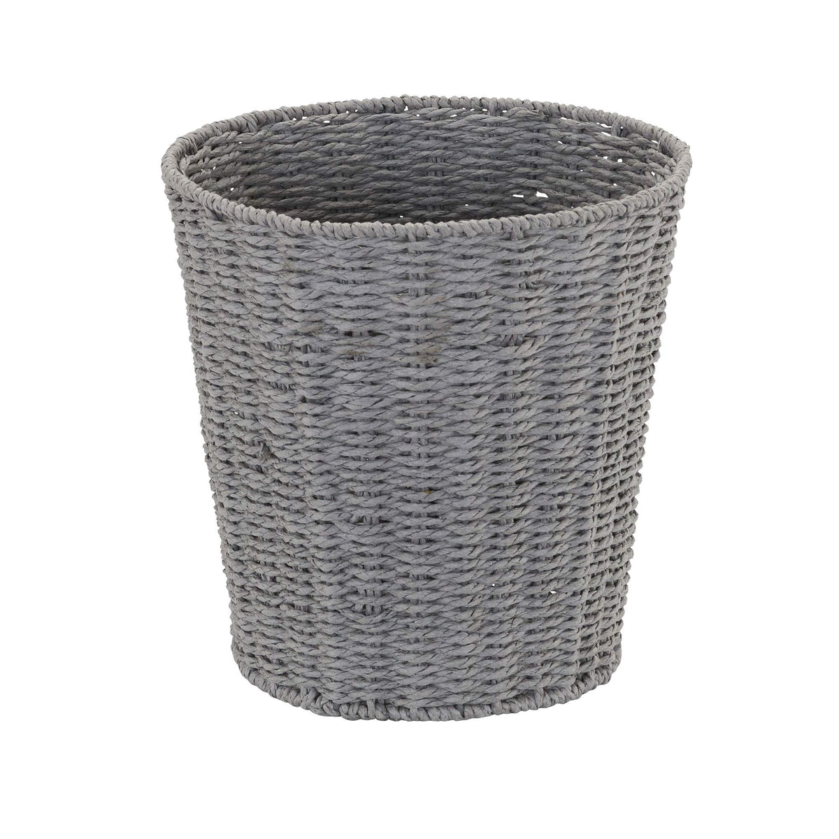 Household Essentials Woven Waste Basket, Gray Paper Rope Waste Bin for Bathroom, Bedroom, Office