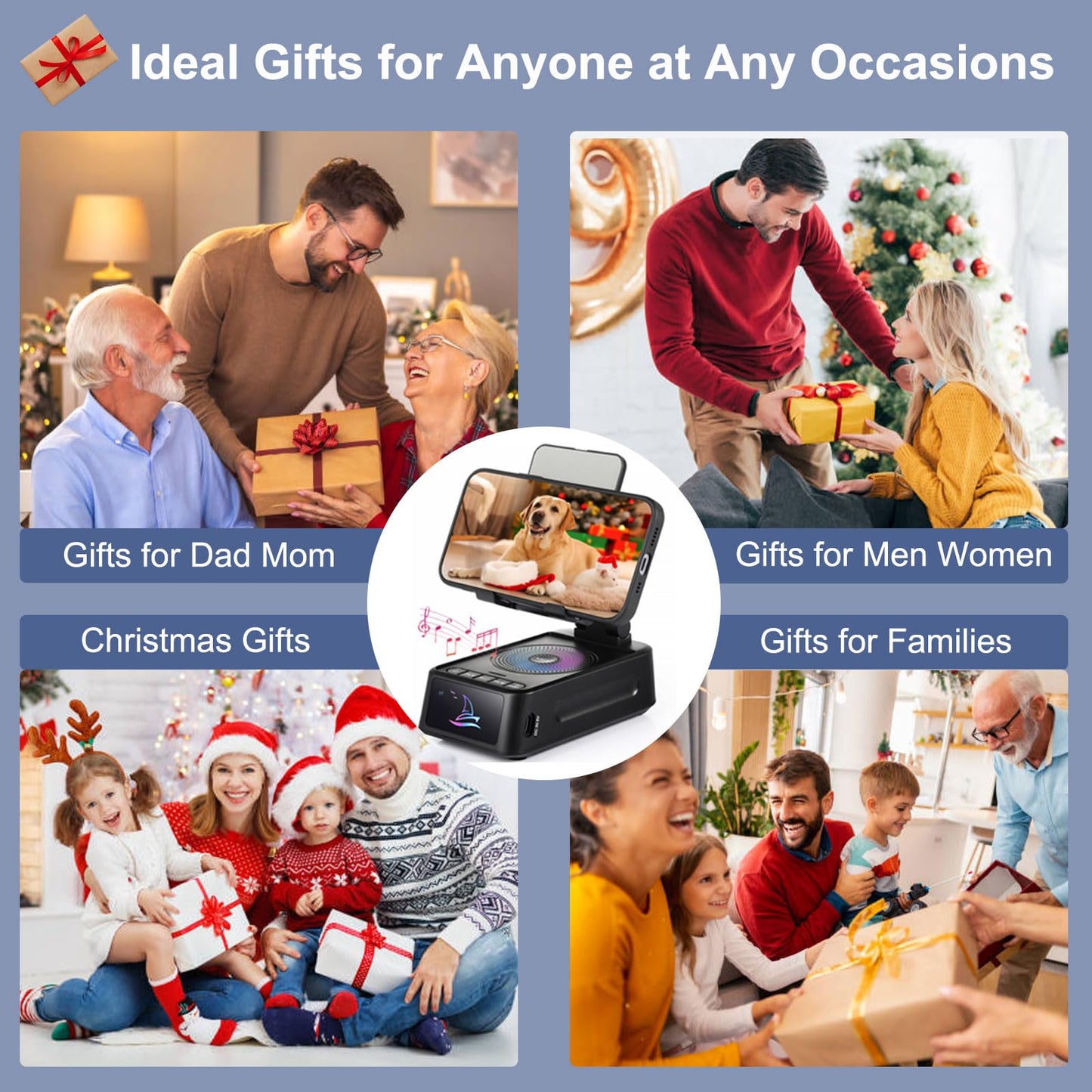Cell Phone Stand Bluetooth Speaker for Christmas & Everyday Use - iPhone/Android Compatible, Unique Dad/Guy Gifts