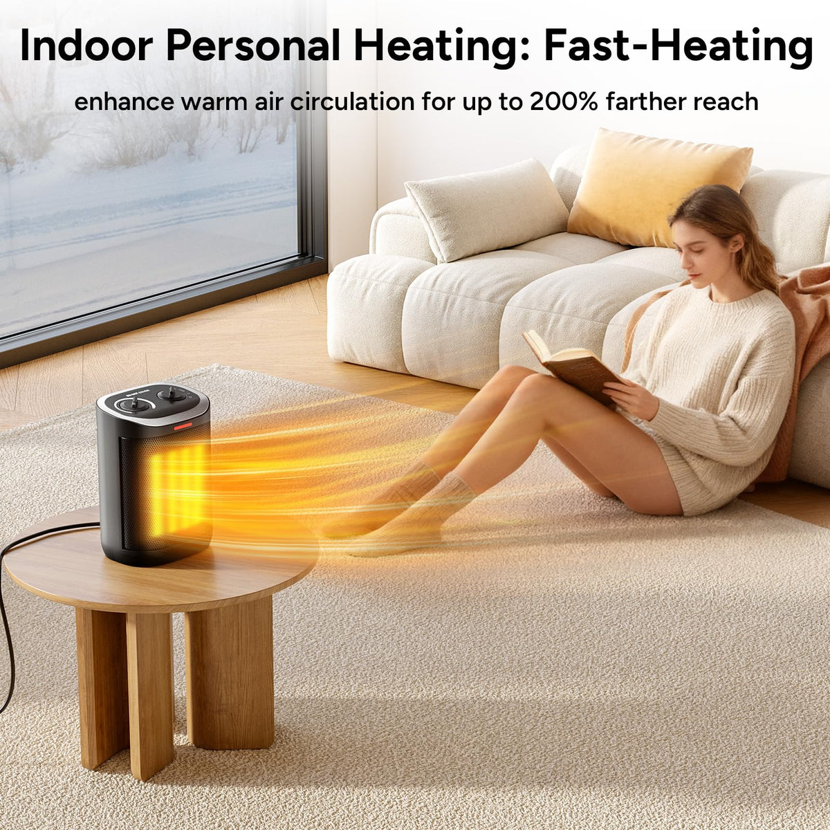 Small Space Heater, Portable 1500W Ceramic Space Heater for Indoor Use, Overheated & Tip-Over Safety Protection, Personal Electric Space Heater with Thermostat for Desk, Office, Home, and Room Use