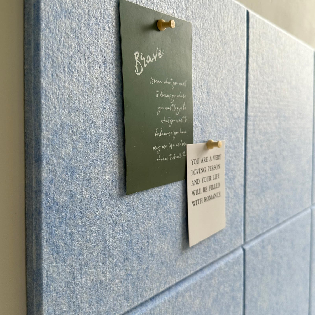 Large Cork Board for Office Wall Decor,48"x36"-12 Pack Felt Wall Tiles with Safe Removable Adhesive Tabs, Thicker 0.47in, Felt Bulletin Board Pin Board Cork Boards for Walls - Light Blue