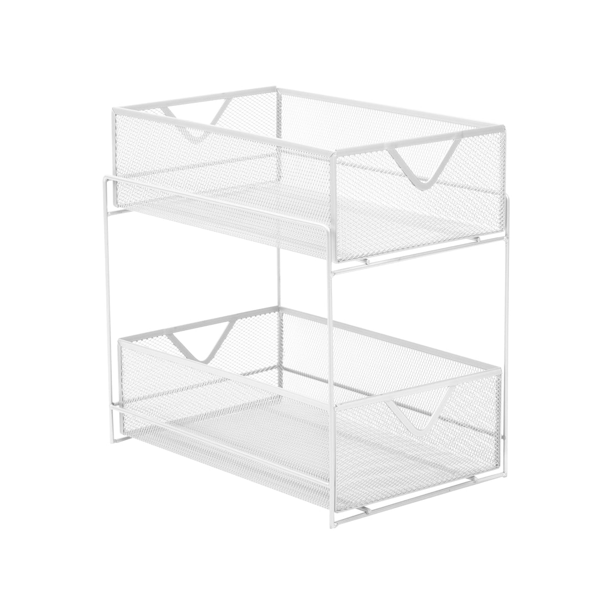 Mind Reader Accessory Organizer, Supply Storage, Makeup, Crafts, Office, Kitchen, Metal Mesh, 8.25"L x 12.5"W x 12.5"H, White
