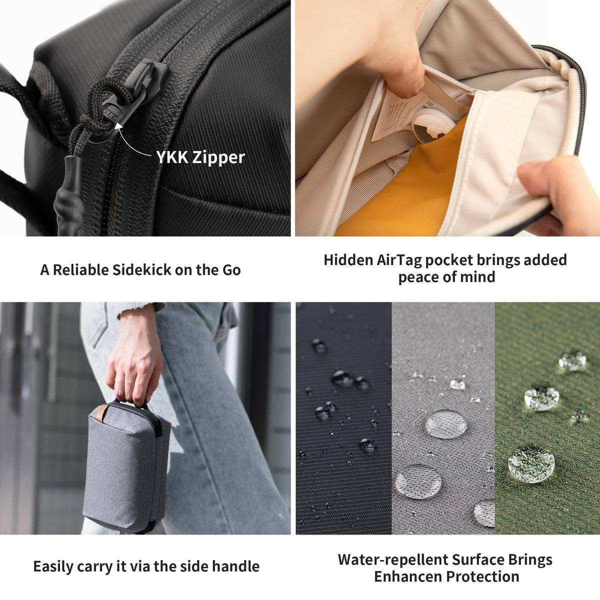 PGYTECH Mini Travel Tech Organizer, Waterproof Tech Bag, Electronics Accessories Organizer Carrying Case, Organizer Bag for Cables, Cord, Phone Batteries, Charger, Photography SD Card, Green