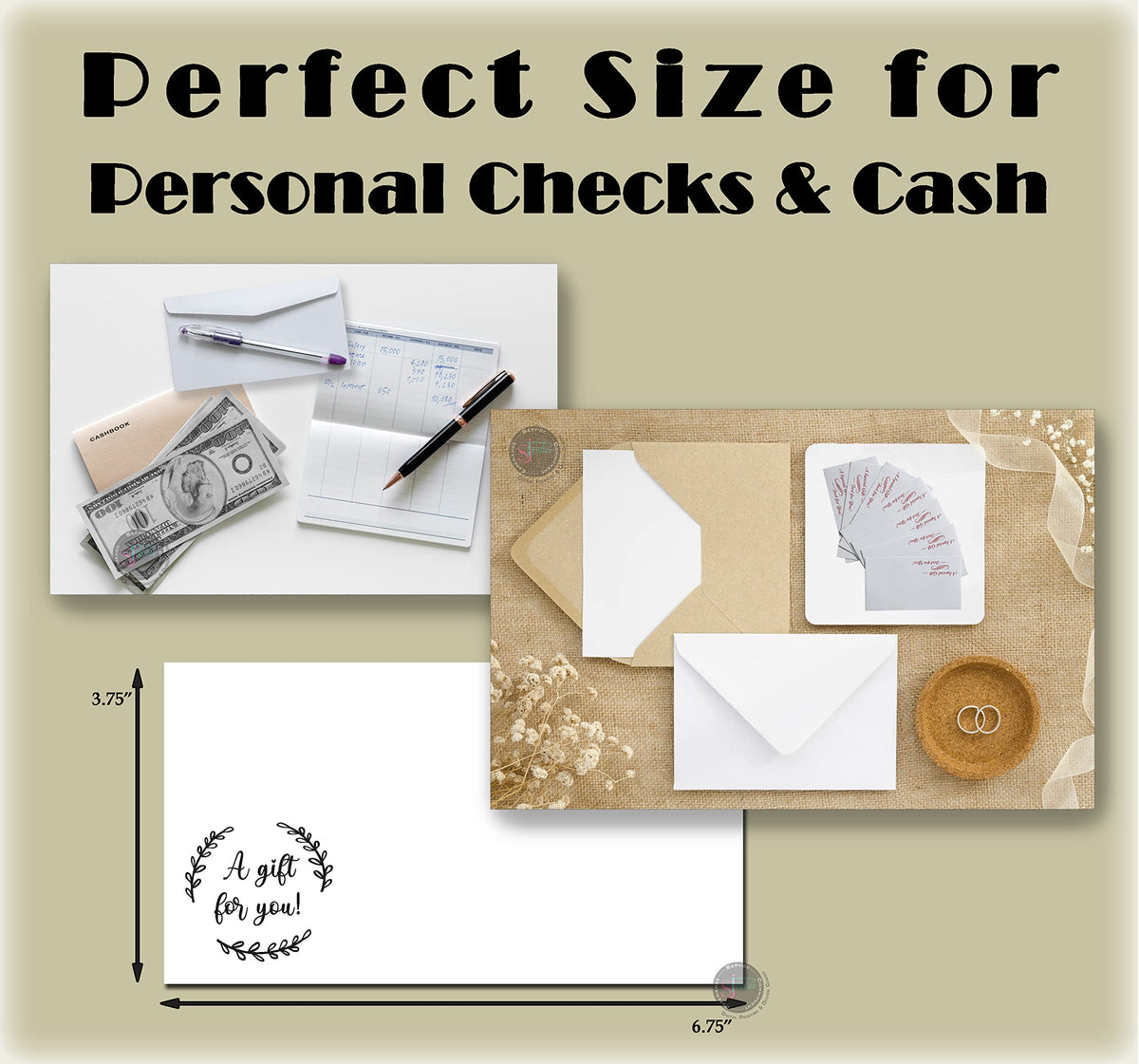 Cash Envelopes For Gifts (3.75 X 6.75) - 50 Qty - Tithe Envelopes & Offering Envelopes For Church - Cash Gift Card Wedding Envelopes - Money Envelopes For Cash Gifts