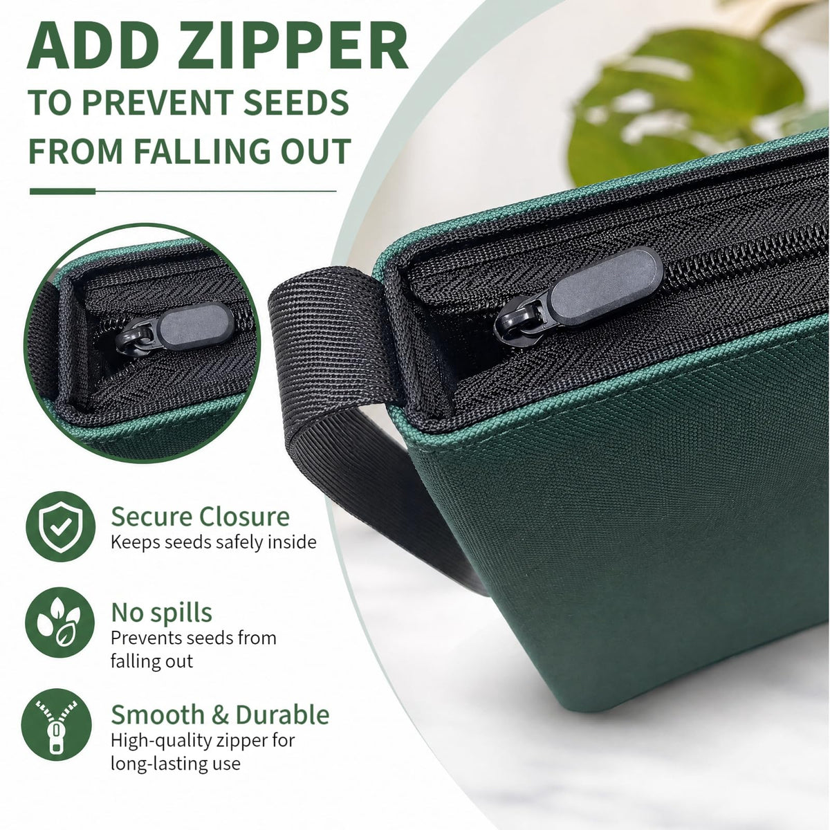 Zippered Seed Storage Organizer Binder with Handle, Waterproof & Insect-Proof Gardening Seed Book, 4 * 6 Inch Pocket Fits Most Seed Packets and Hold 120+ Seed Envelope