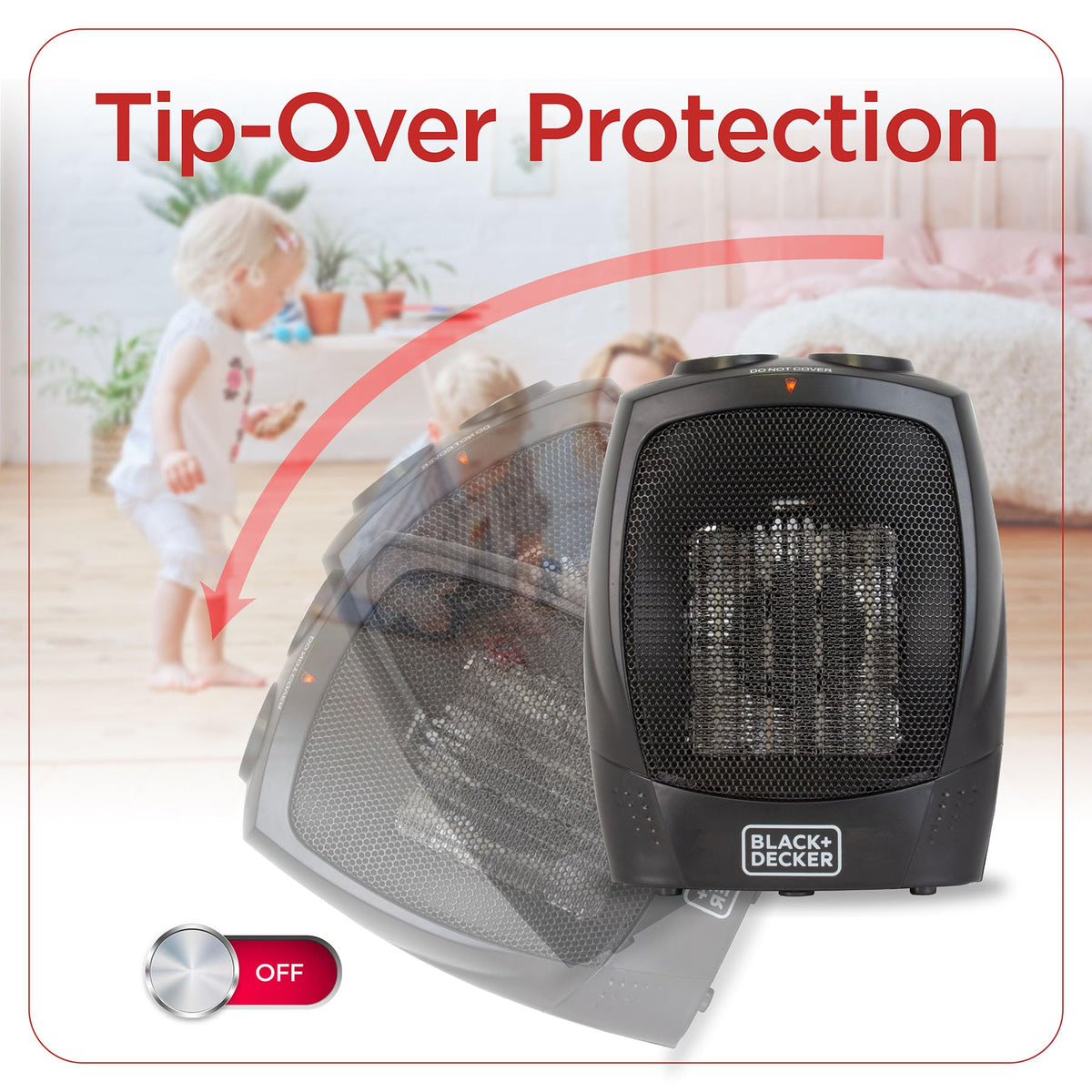 BLACK+DECKER Personal Ceramic Heater, Space Heater for Office Desk, Home Office & Personal Use Desk, 2 Heat & Fan Only Settings, Adjustable Thermostat, BHDC201, Black
