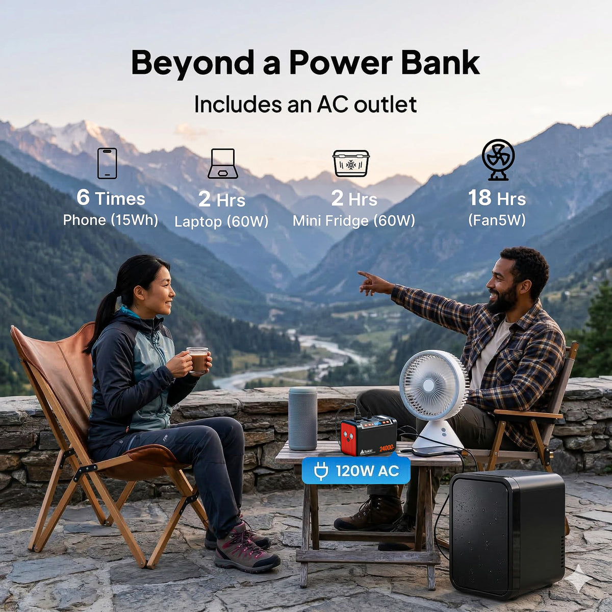 Takki 88.8Wh Portable Power Station Lithium Battery Small Generator Power Bank with 110V AC Outlet Battery Backup for Camping Home Use Emergency(Solar Panel Optional)