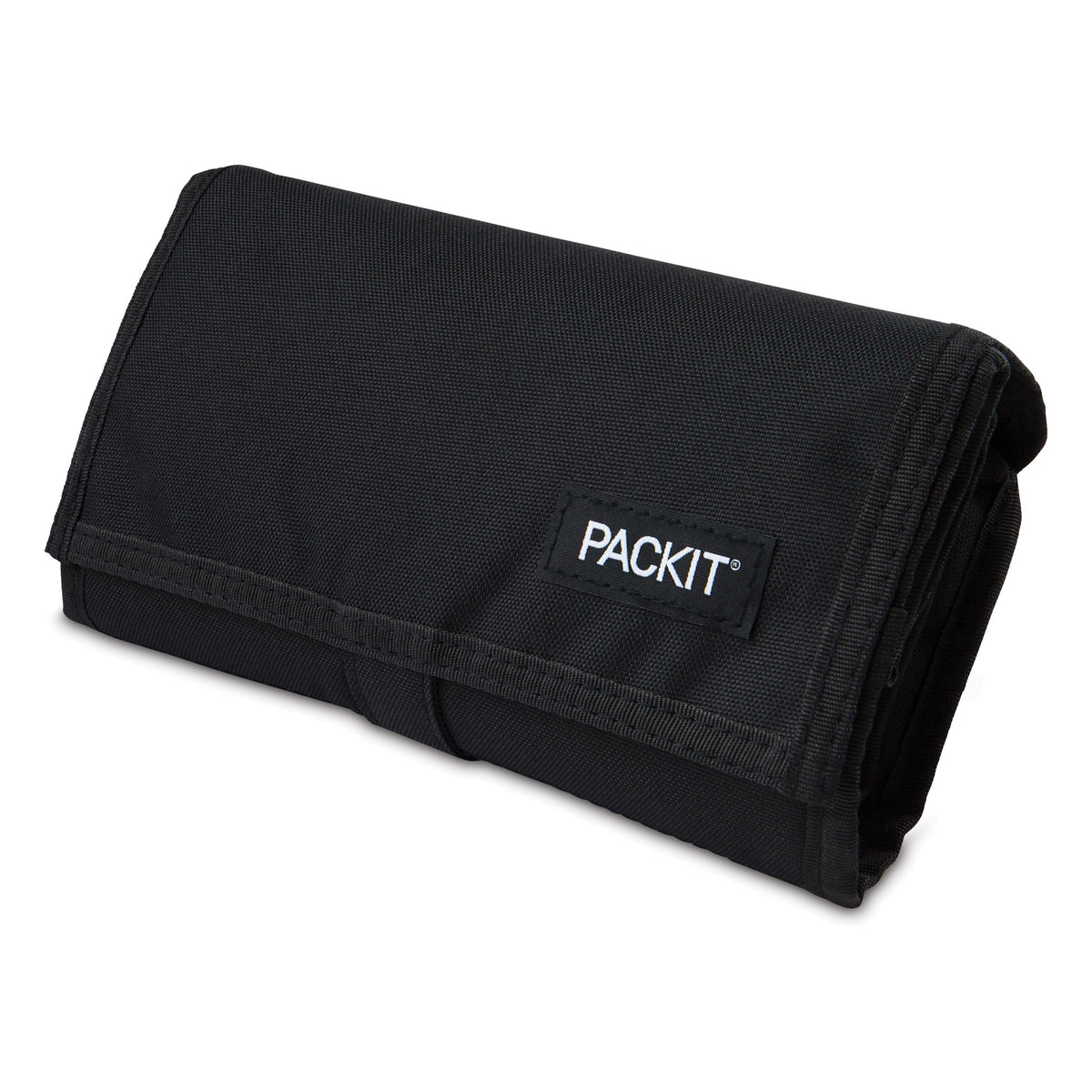 PackIt Freezable Lunch Bag, Black, Built with EcoFreeze Technology, Foldable, Reusable, Zip and Fold Closure with Buckle Handle, Perfect for School and Office Lunches