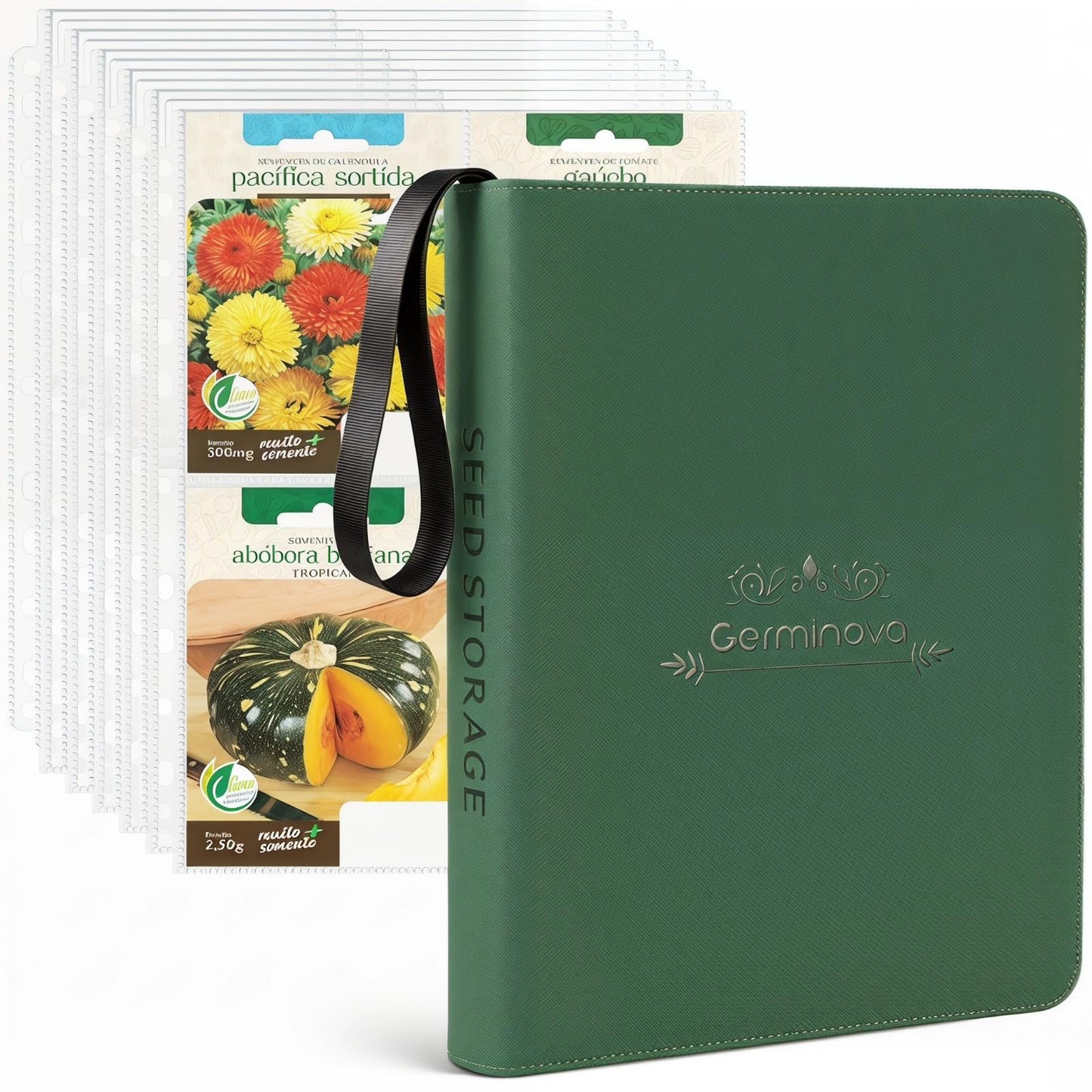 Zippered Seed Storage Organizer Binder with Handle, Waterproof & Insect-Proof Gardening Seed Book, 4 * 6 Inch Pocket Fits Most Seed Packets and Hold 120+ Seed Envelope