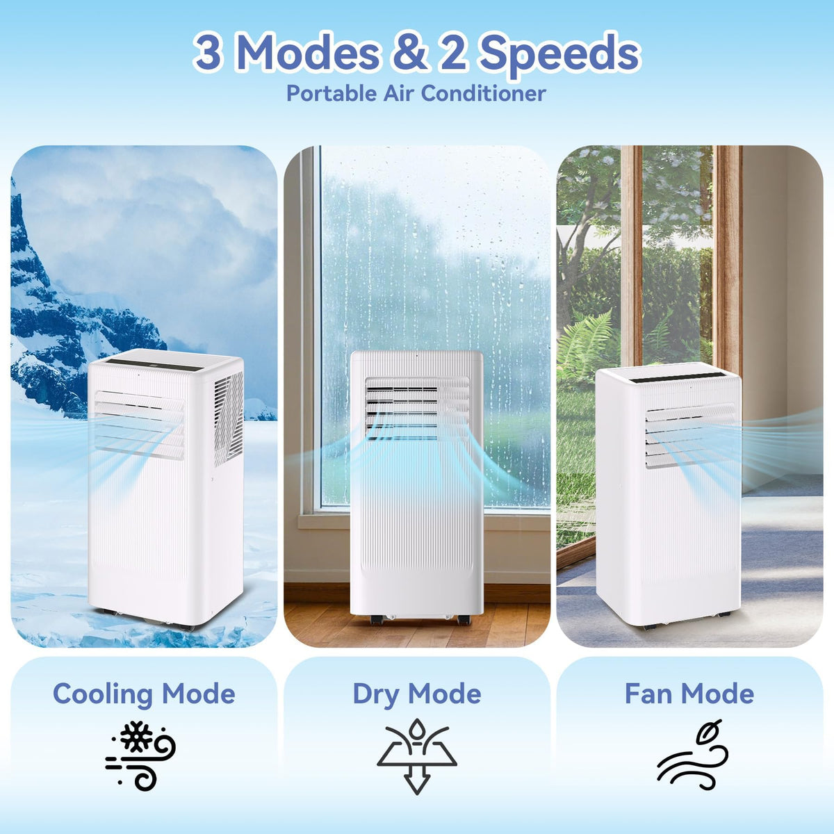 10000 BTU Portable Air Conditioners, 3 in 1 Portable AC with Cool, Dry, Fan Modes, Quiet Air Conditioners Cools Room up to 560 sq.ft, LED Display, Remote & 24H Timer, for Bedroom/Dorms/Apartments