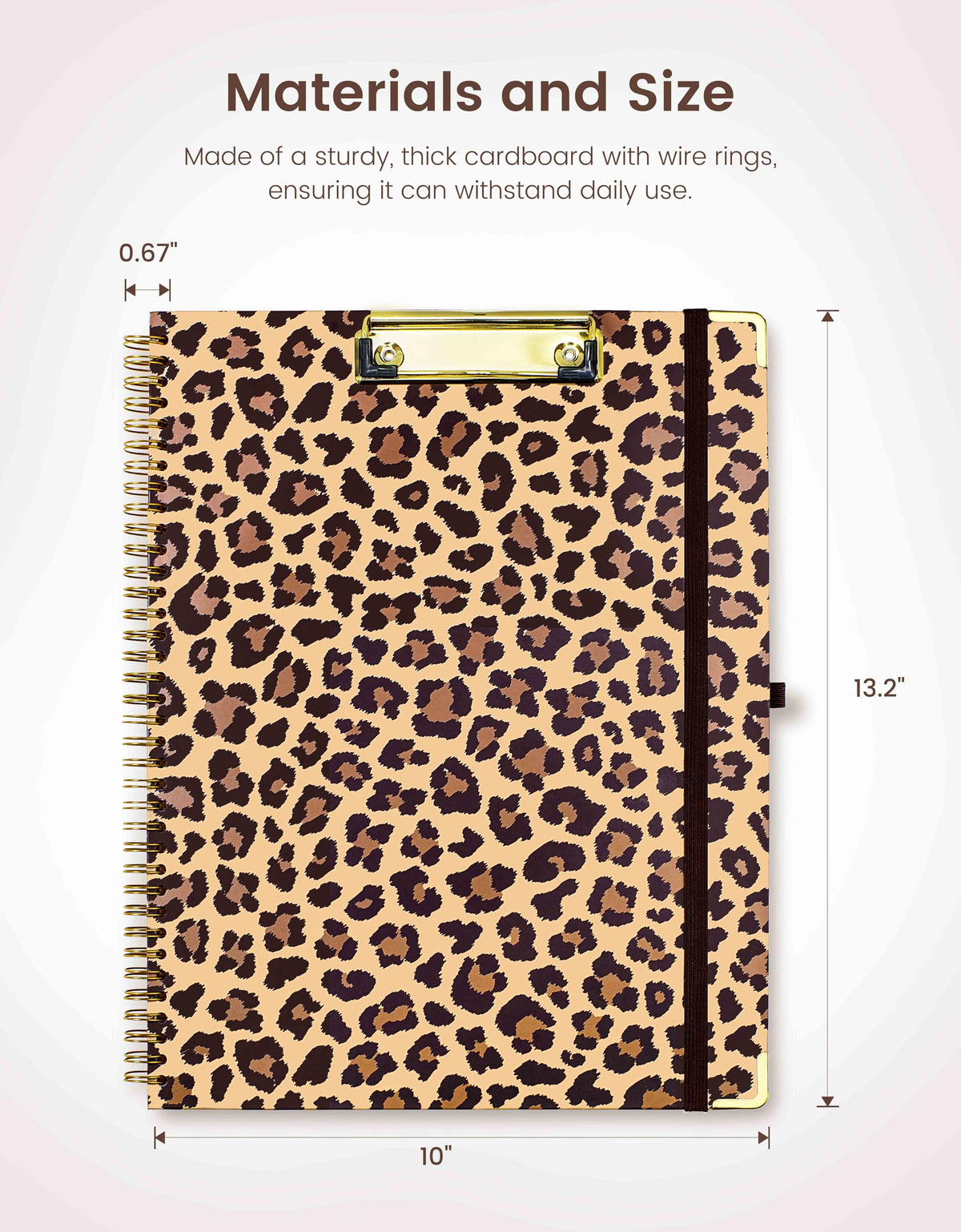 Mymazn Clipboard with Storage, Clipboards Folio with Refillable 11"x8.5" Legal Pads,5 Extra Folders with Storage 10 Pockets for Documents, Portfolio Binder with Pen Holder for Men Women (Leopard)