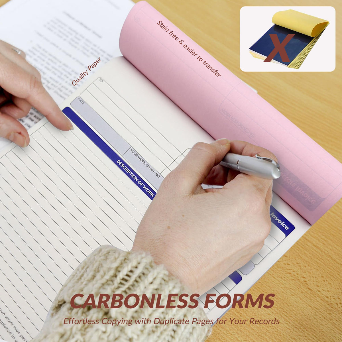 Harfesto Large Contractor Invoice Book, Invoice Receipt Book for Small Business, 3 Part Carbonless Work Order Estimate Forms, 8x11 in, 50 Sets