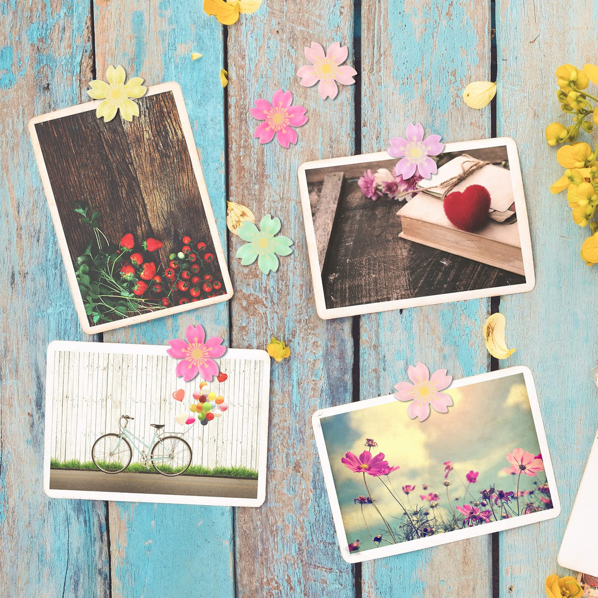 MIKIMIQI 30 Pcs Flowers Push Pins, Resin Cherry Blossom Push Pins Decorative Floral Thumb Tacks Cork Board Thumbtacks for Bulletin Board Photos Wall Pins Office Supplies