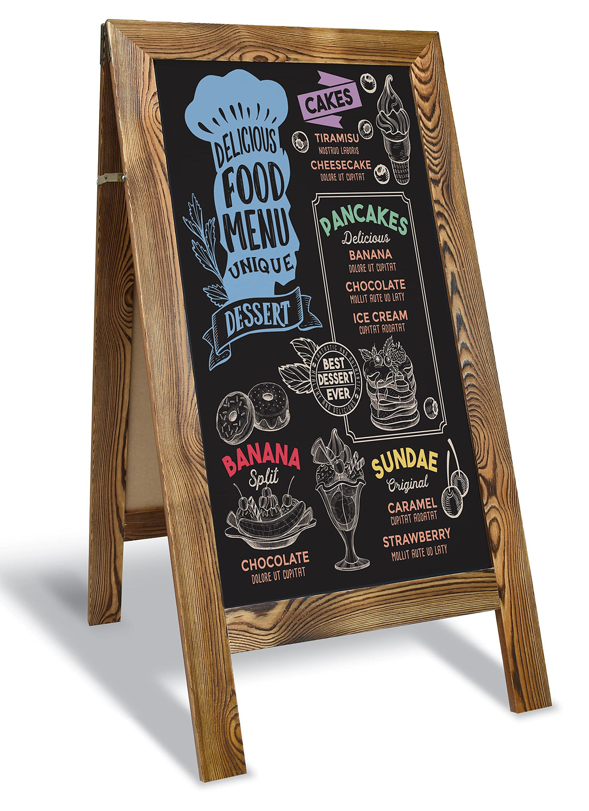 Better Office Products Magnetic A-Frame Chalkboard Sign, Extra Large 20" x 40", Standing Chalkboard Easel, Deluxe Set with Multiple Accessories, Outdoor Sidewalk Sandwich Board Sign,(Rustic Brown)