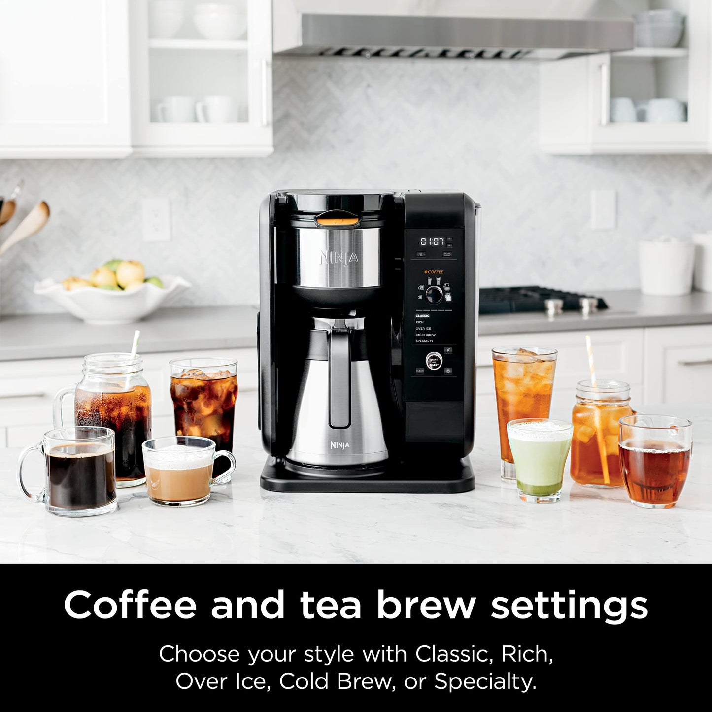 Shark Ninja CP307 Hot and Cold Brewed System W/Thermal Carafe Coffee Maker, Black