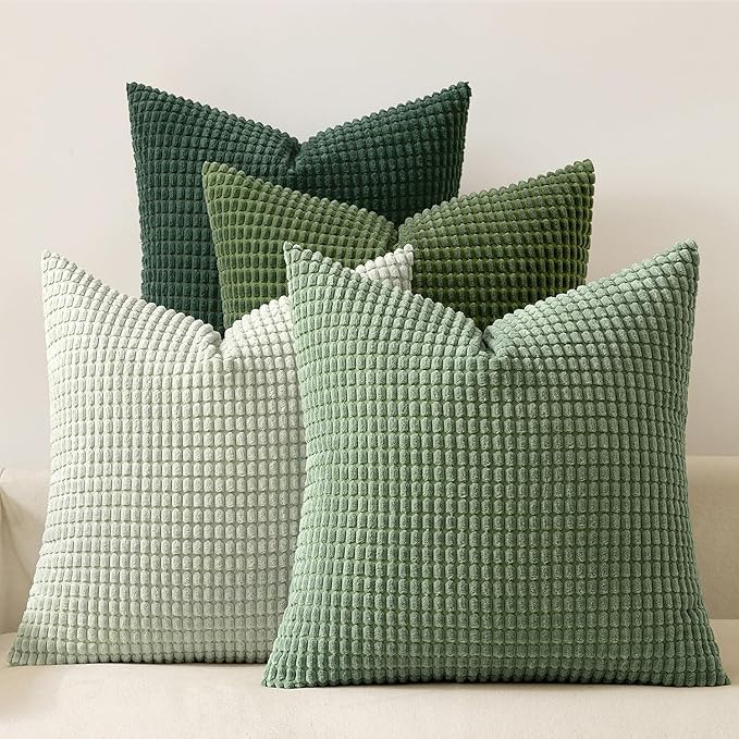 MIULEE Sage Green Pillow Covers 16x16 Inch Set of 4 Spring Boho Farmhouse Home