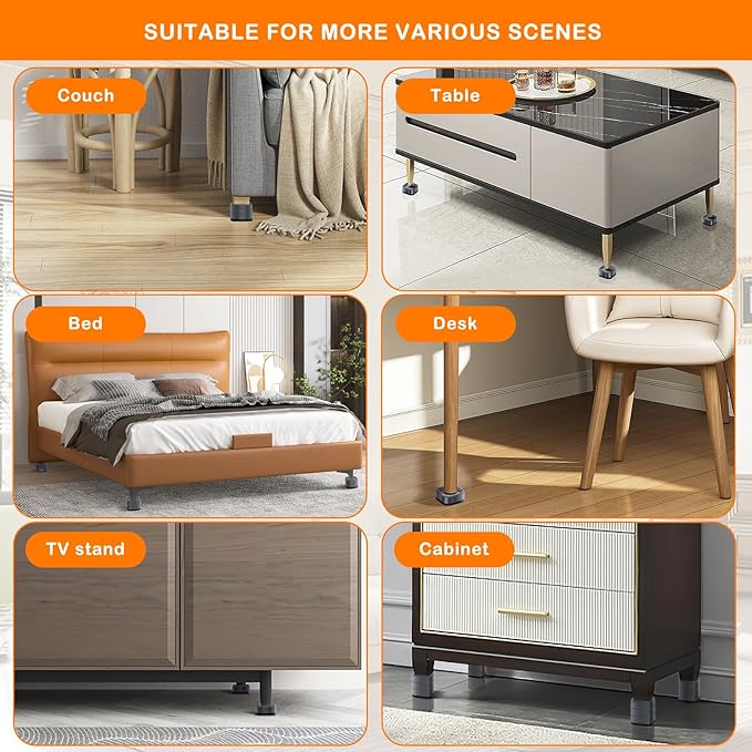 shouwuhho 6 Pack Furniture Risers Adjustable Bed Risers Heavy Duty Lifts Height