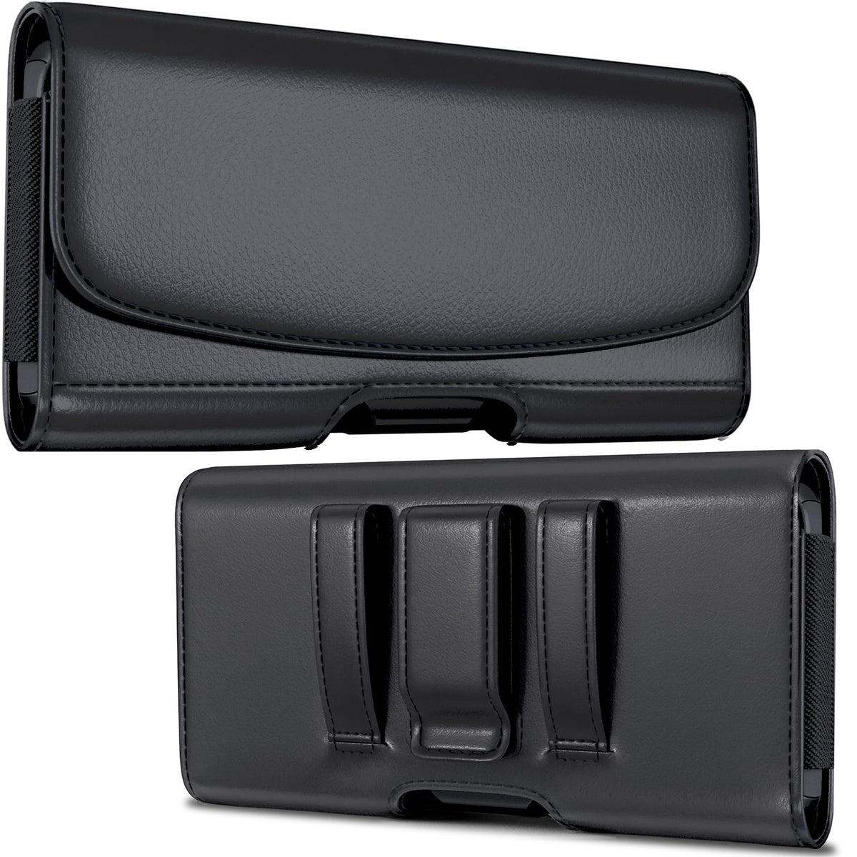 Meilib Cell Phone Belt Holder with Clip, Holster for Men, Premium Cellphone Pouch Case for iPhone 17, 16e, 16, 15, 14, 13, 12, 11 & Pro Models, (Fits with Otterbox Commuter Case on), Black