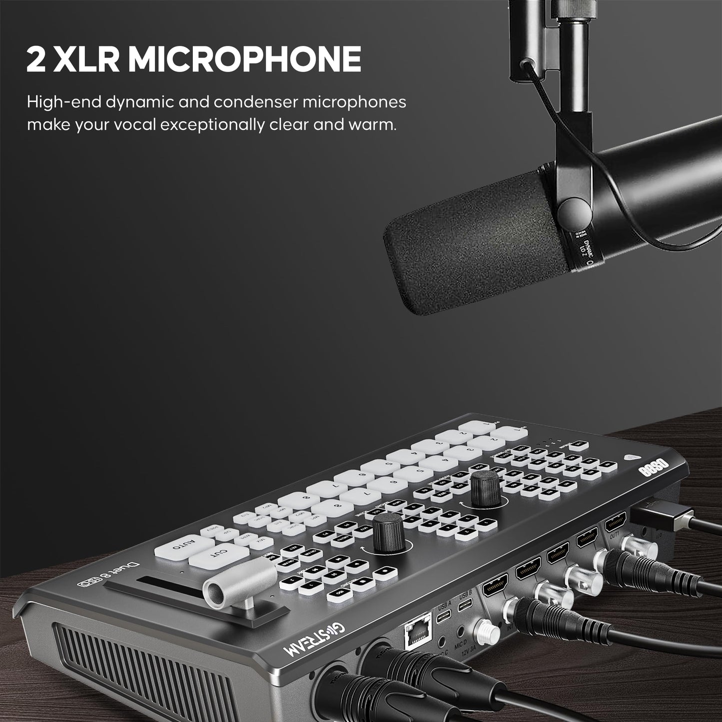 Osee GoStream Duet 8 ISO, 8 Channels Video Switcher with 4 4K-HDMI, 4 SDI, and 4 NDI HX/ 4 SRT/ 4 RTMP/ 2 Webcam. 2 XLR Audio, 8 Layouts, Isolated Recording, Podcast Unit for YouTube, Facebook