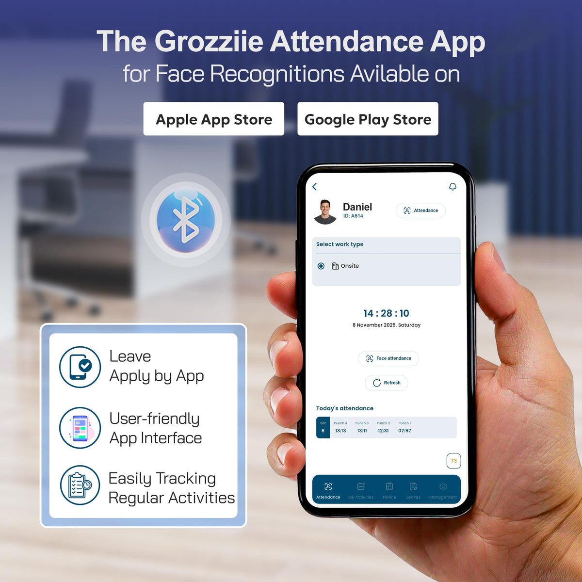 TIMOZIA Cloud-Based Face Attendance Machine, Facial Recognition Time Clock with Mobile App Integration | Auto Salary Calculation & Multi-Branch Support for Businesses | iOS & Android APP