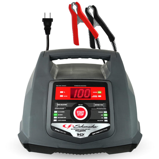 Schumacher Electric Fully Automatic Car Battery Charger & Engine Starter - 6V / 12V Battery Charger & Maintainer - for Standard, AGM, Gel & Deep-Cycle Batteries - Reverse Hook-Up Protection - SC1281