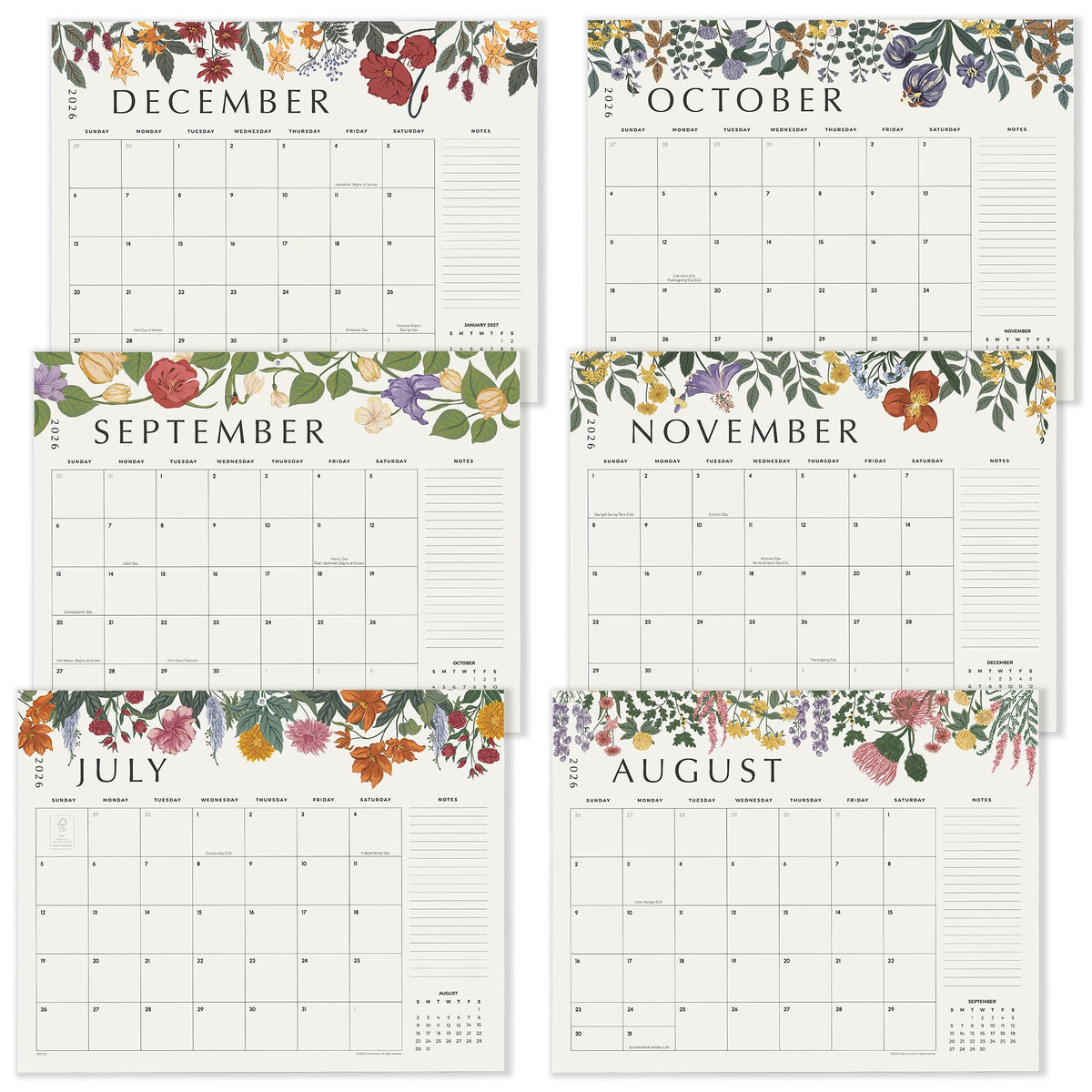 Desk Calendar 2026 with Desktop Mat, Cabbrix Large Desk Pad Calendar 22 x 17 Inch Runs From July 2026 to December 2027, Classic Floral Design Calendar 2026 for Home School and Office (Green)