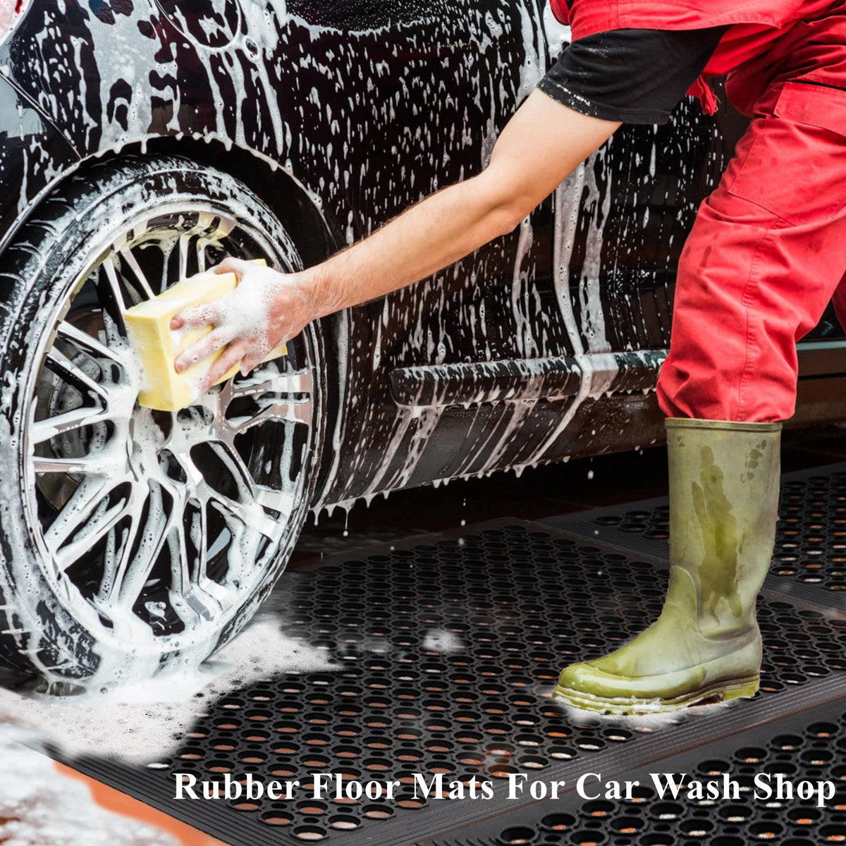 Rubber Floor Door mat Anti-Fatigue Commercial Restaurant Floor Mats 36" x 60" New Heavy Duty Non Slip Rubber Kitchen Drainage Mat Black Bar Floor Mat