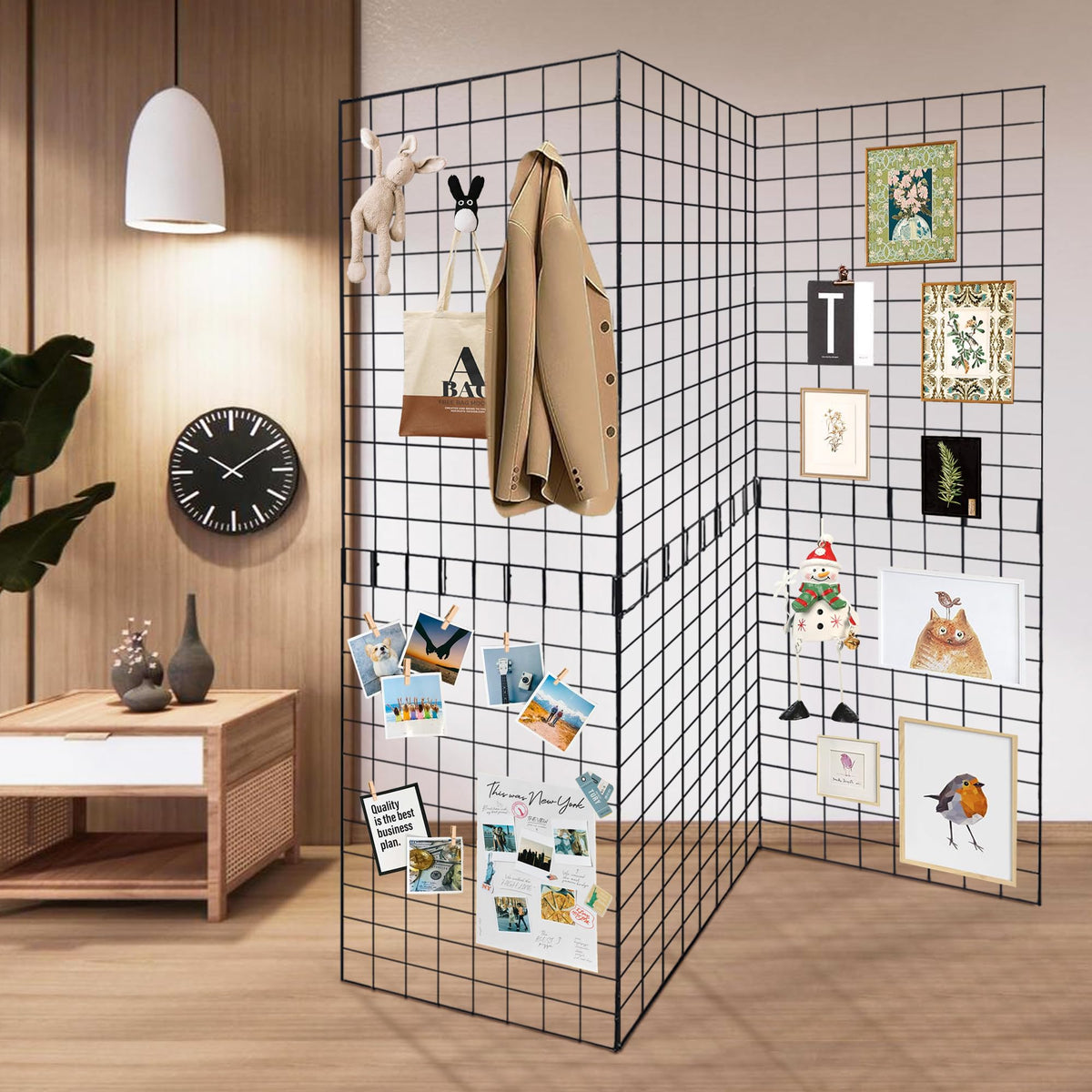 Koretech Grid Wall Panels 3 Pcs, Commercial Grade Gridwall Panels, Metal Grid Wall Panel Display Stand, You Can DIY 6 Pack 2'x3' or 3 Pack 2'x6' (Black)