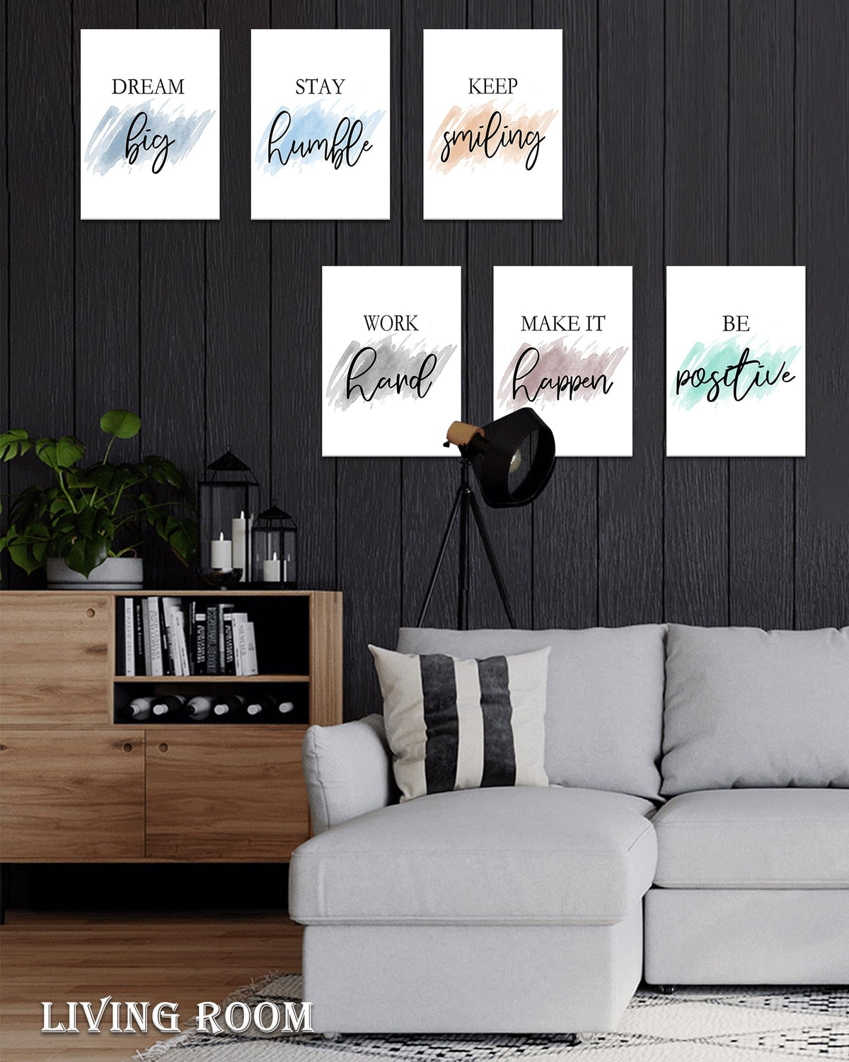 Drsoum Motivational Wall Decor Inspirational Office Wall Art Quotes 12” x16” Framed Wall Art for Living Room Encouraging Canvas Posters for Office Bedroom Sayings - Set of 6 PCS Framed