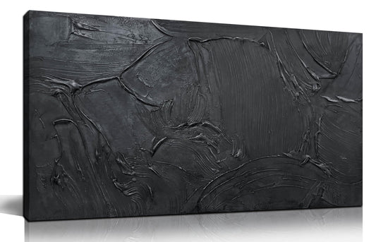 HUBOSKN Abstract Hand Painted Wall Art for Living Room - Minimalist Art Wall Decor for Office - Black Painting Wall Art for Bedroom Size 20" x 40"