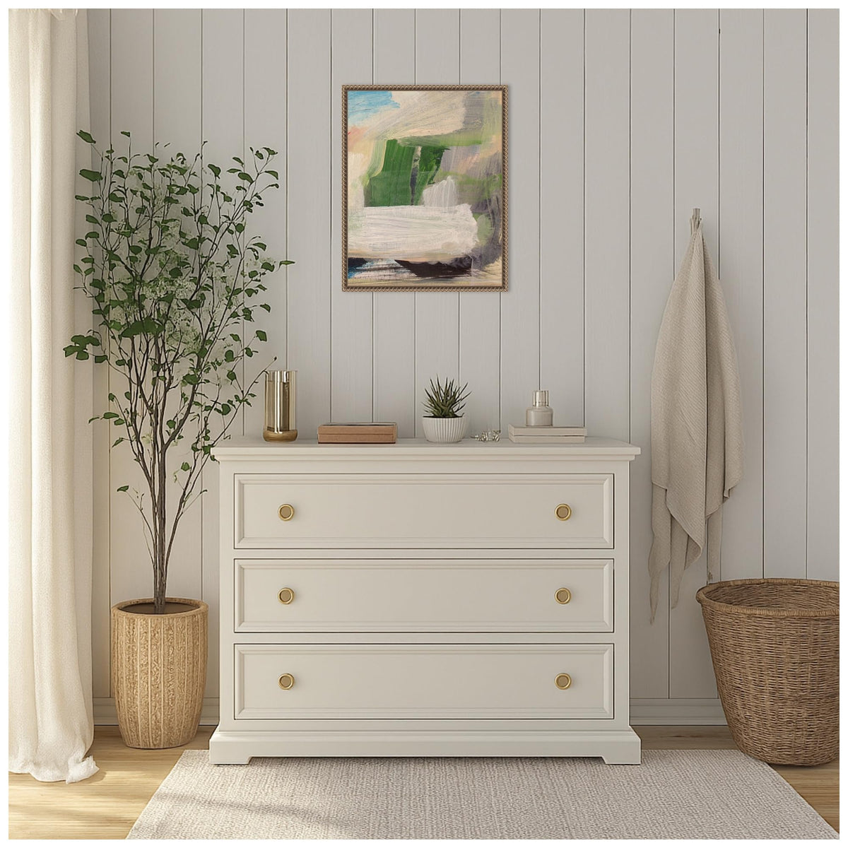 Amanti Art Framed Canvas Wall Art 20x16 Serene Brushstrokes FramedWall Art Canvas, Abstract Artwork, Traditional Decor, Small Poster for Living Room, Bedroom, Bathroom, Kitchen, Office