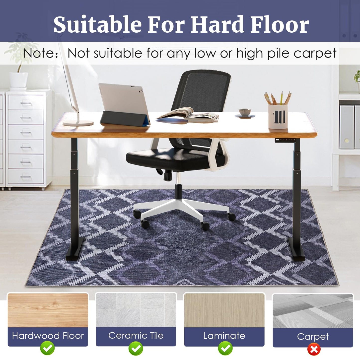 Office Chair Mat,48"x60" Desk Chair Mats,Safe Computer Chair Mat with Anti-Slip Backing,Chair Mats for Hardwood Floor with Sturdy Locked Edge,Easy to Clean Office Rug for Home/Offices