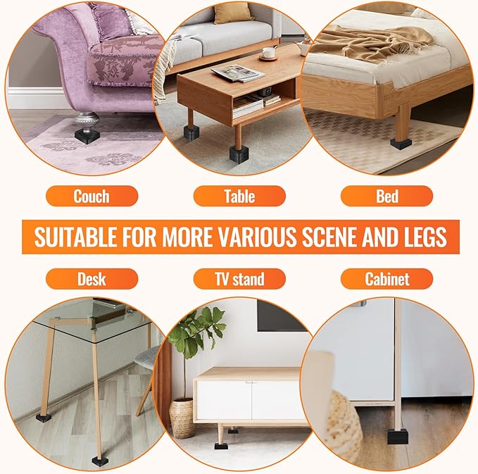 Furniture Risers, 6 Pack Bed Risers
