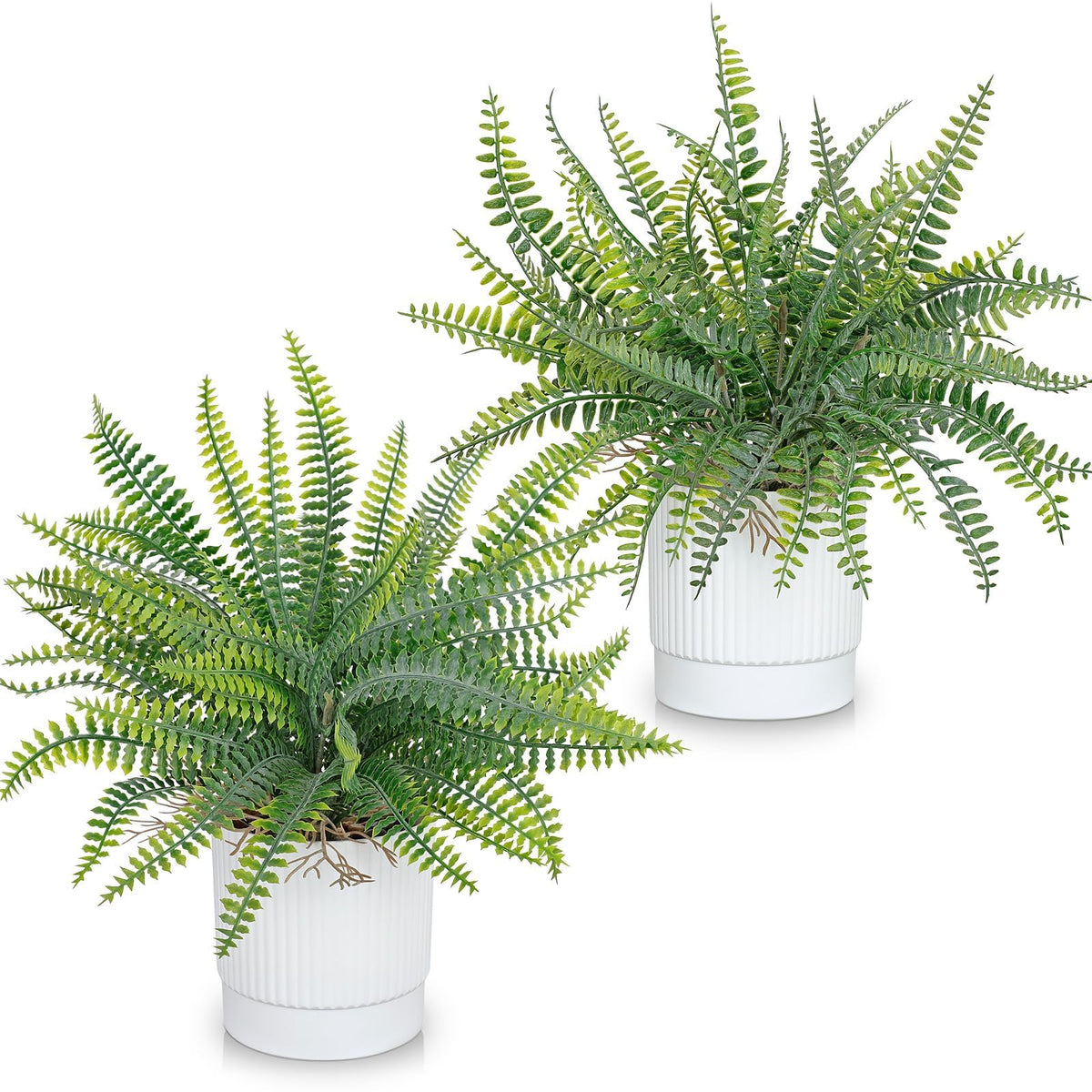 GnFlus Set of 2 Fake Plant Fern Potted Artificial Plants for Shelf Desk Home Bathroom Farmhouse Room Office Kitchen Farmhouse Coffee Table Decor