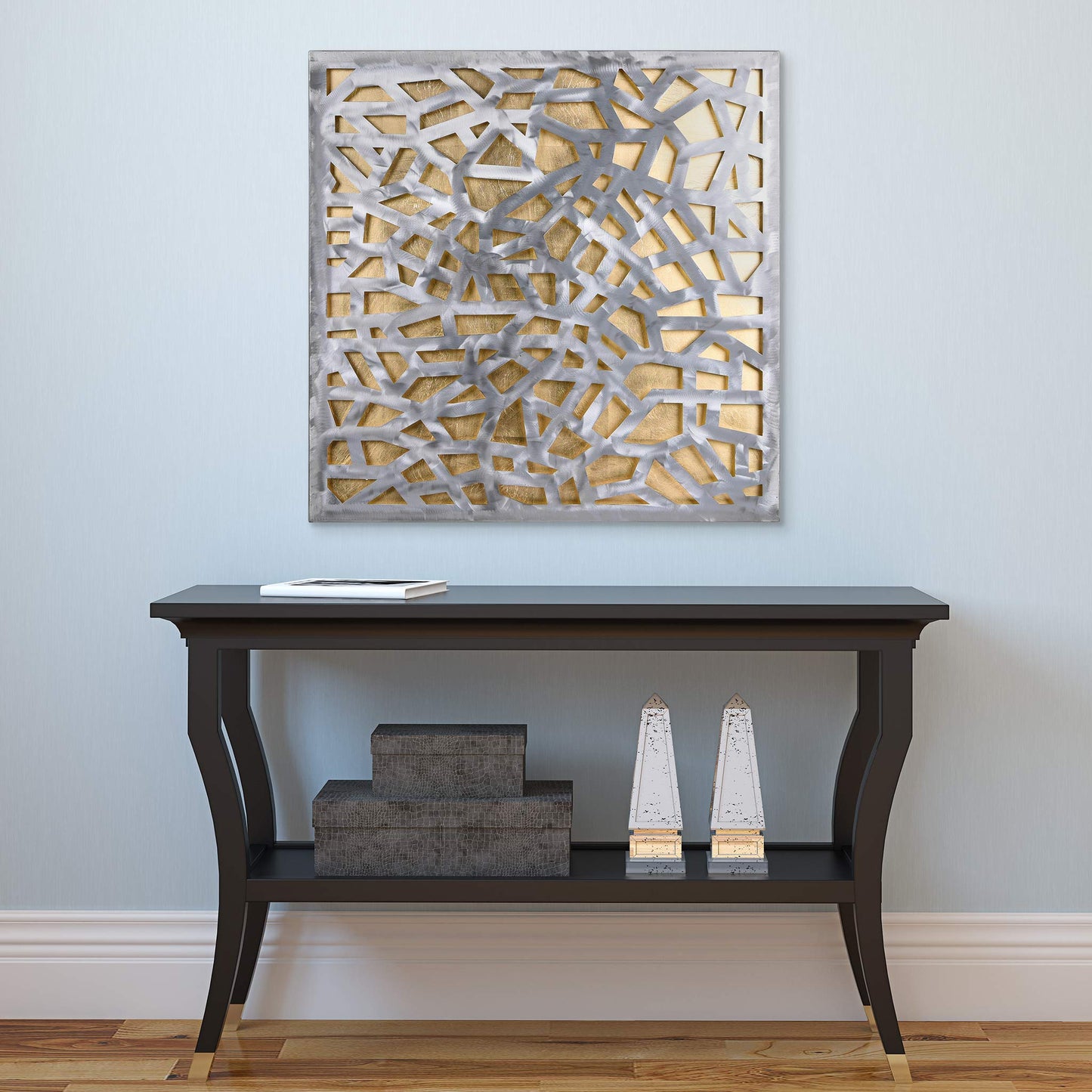 Empire Art Direct Gold Enigma Polished Steel Sculpture Abstract Wall Art with Gold Leaf,Ready to Hang,Living Room, Bedroom ＆ Office (PSL-19308-3232)