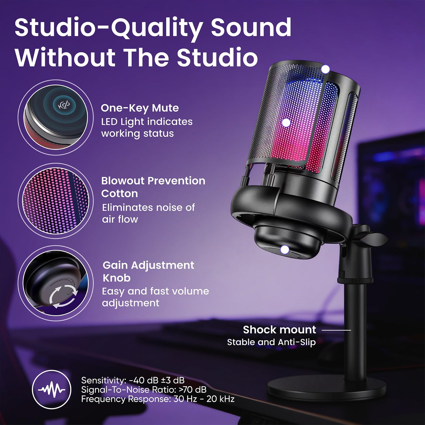 Webcam Streaming Kit with USB RGB Microphone & LED Light – 1080P 30FPS Streaming Camera Bundle for Twitch, YouTube, Podcasting, WFH – PC & Mac Compatible