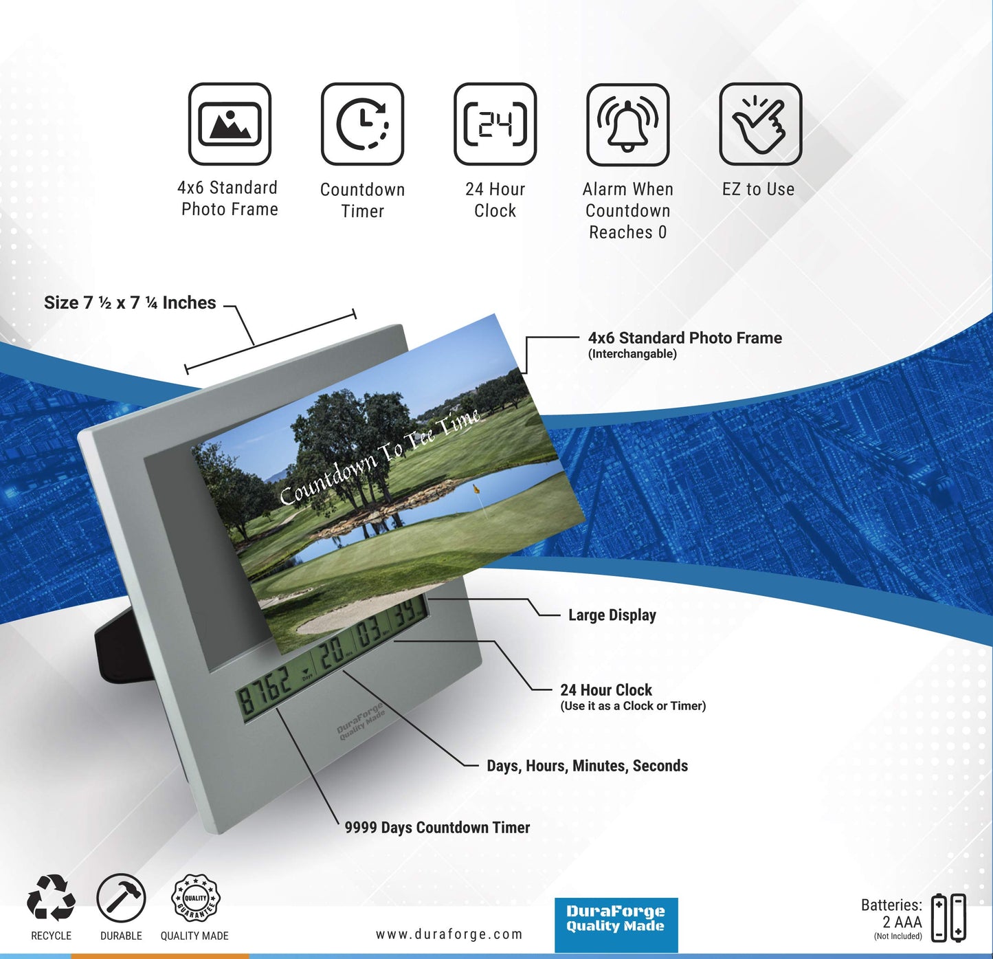 DuraForge 2020 Retirement Countdown Clock with Large Digital Display, Day Timer are Fun Golf Gadgets and Gifts for Firemen Police Military Vets Count Down The Calendar to Xmas Graduation or Any Event