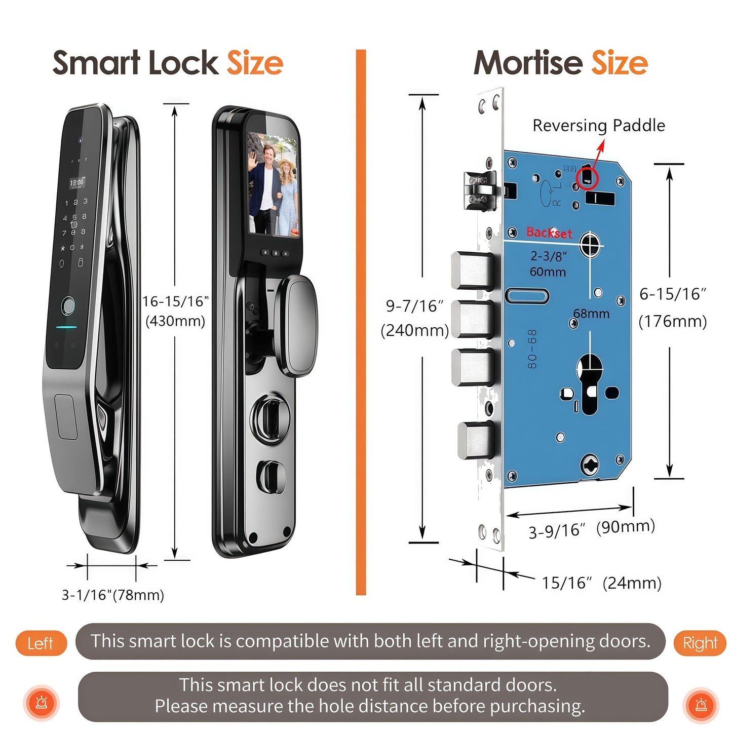 Gooway 3D Face Recognition Smart Lock with Camera & Handle, Palm Vein Keyless Entry, Video Doorbell, 8-in-1 Unlock, 4" HD Screen, 2-Way Talk, Tuya App, IP67 Waterproof, Door Lock for Front Door.