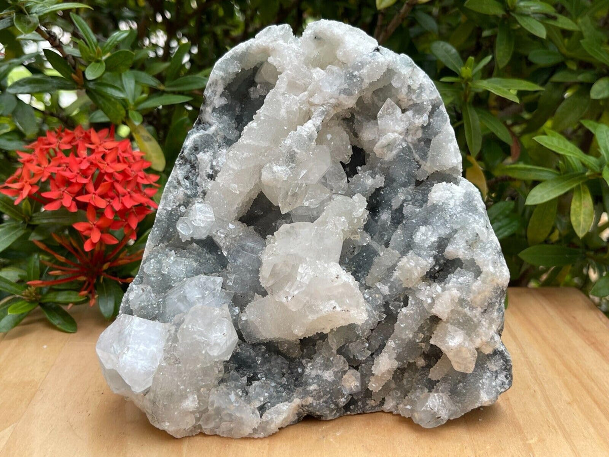 GAF TREASURES Apophyllite Cluster Geode Free Standing | Natural Apophyllite Crystal Display Piece | 0.5–9 lbs | Healing, Decor & Collectible Mineral