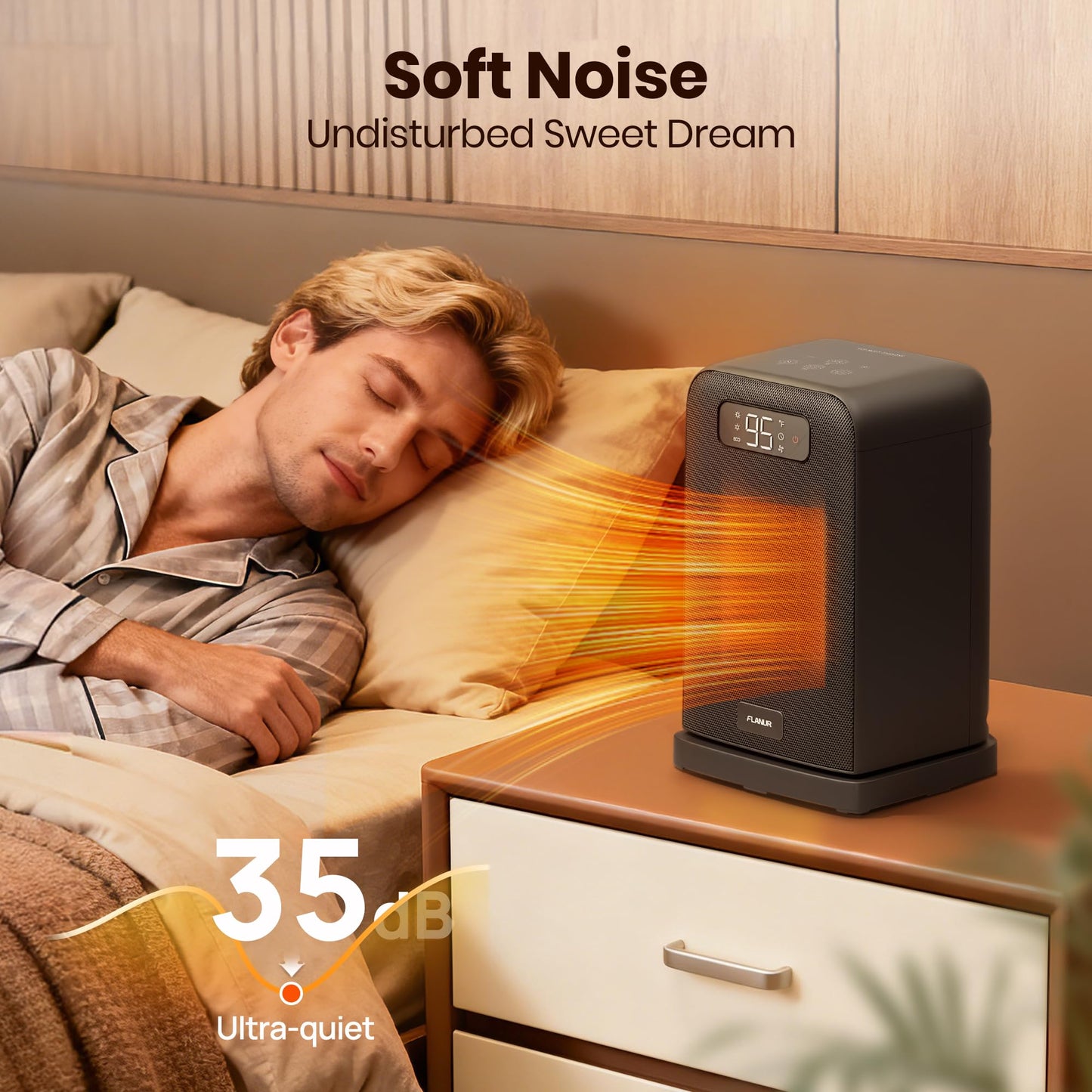 FLANUR Space Heaters for Indoor Use, 1500W Small Desk Heater with Remote, Thermostat, 4 Modes, 12H Timer, LED Display, Safety Protection, 70° Oscillating Heater for Office Bedroom Home (Black, 1Pack)