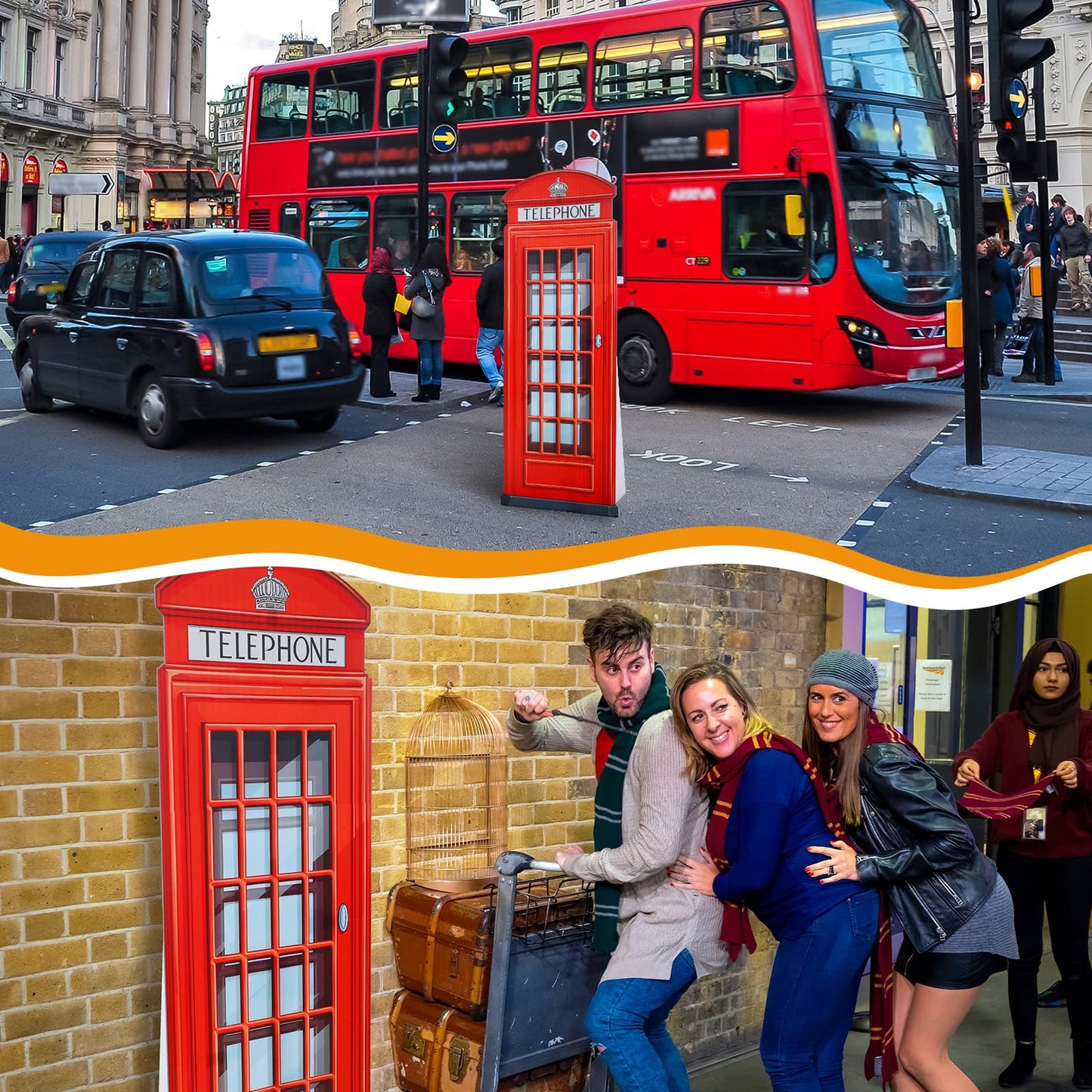 Beeveer 6.4 ft Telephone Booth Cardboard Stand up Life Size British London Theme Party Decoration English Stand-up Prop for Birthday Britain Theme Party Event Decor