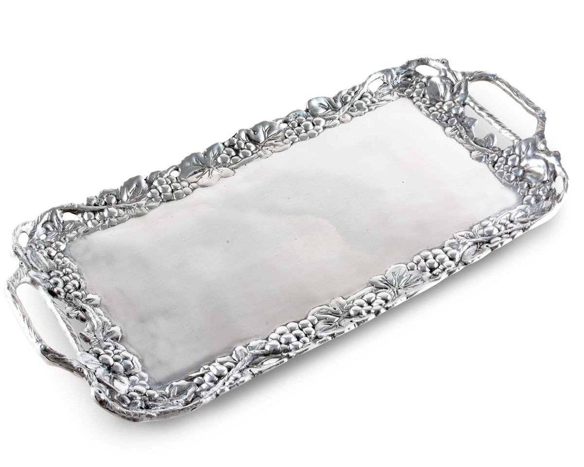 Arthur Court Designs Metal Aluminum Grape Decorative Serve Ware Serving Tray/Platter 21 inch x 10 inch