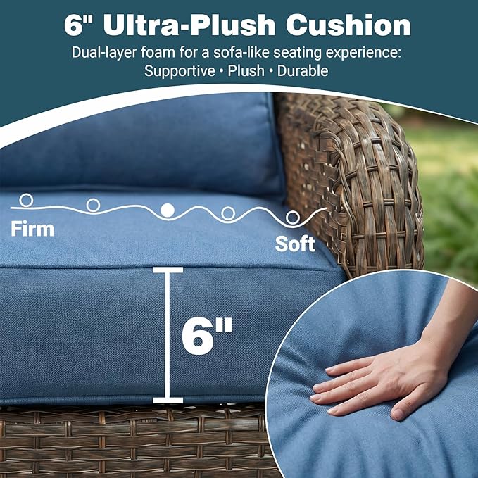 Patio Furniture Set, High Back Swivel Chairs, Weather Resistant Olefin Fabric