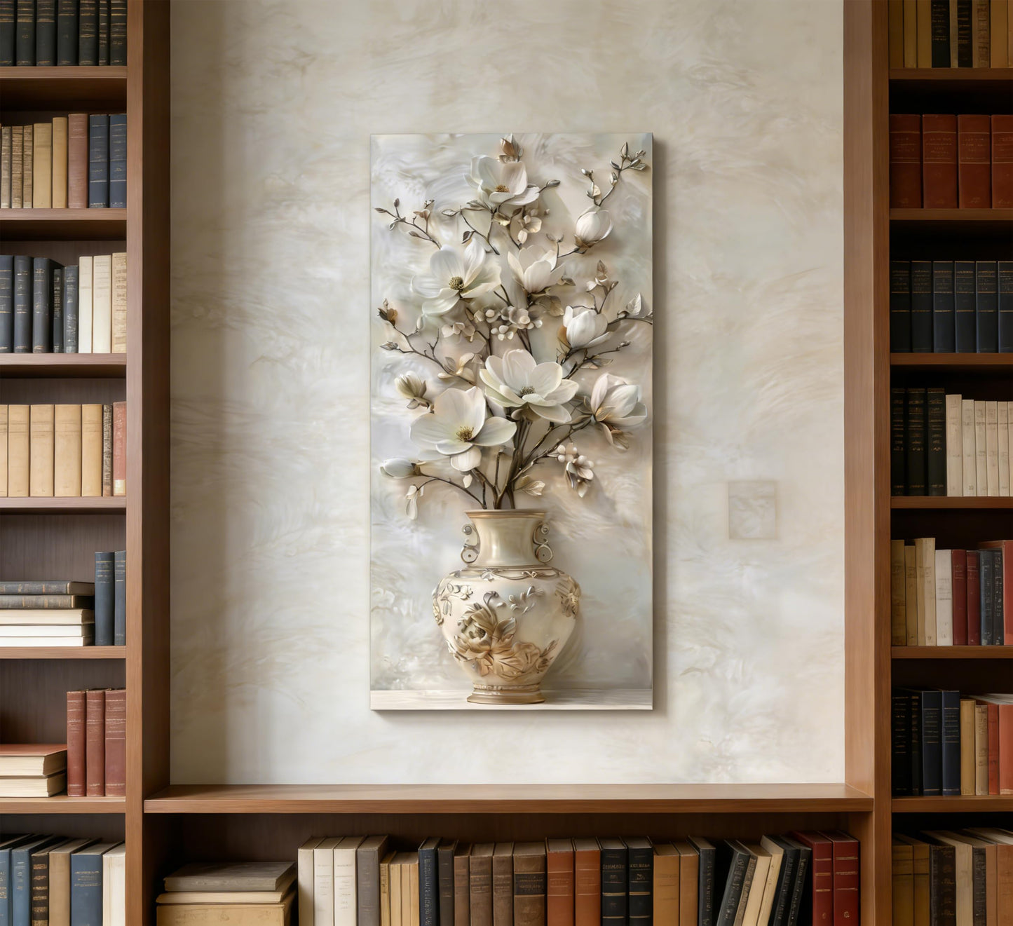 Large White Floral Canvas Wall Art Gold Vase Flower Painting Picture Wall Decor Flowers Botanical Poster Print Artwork for Living Room Bedroom Hallway Office
