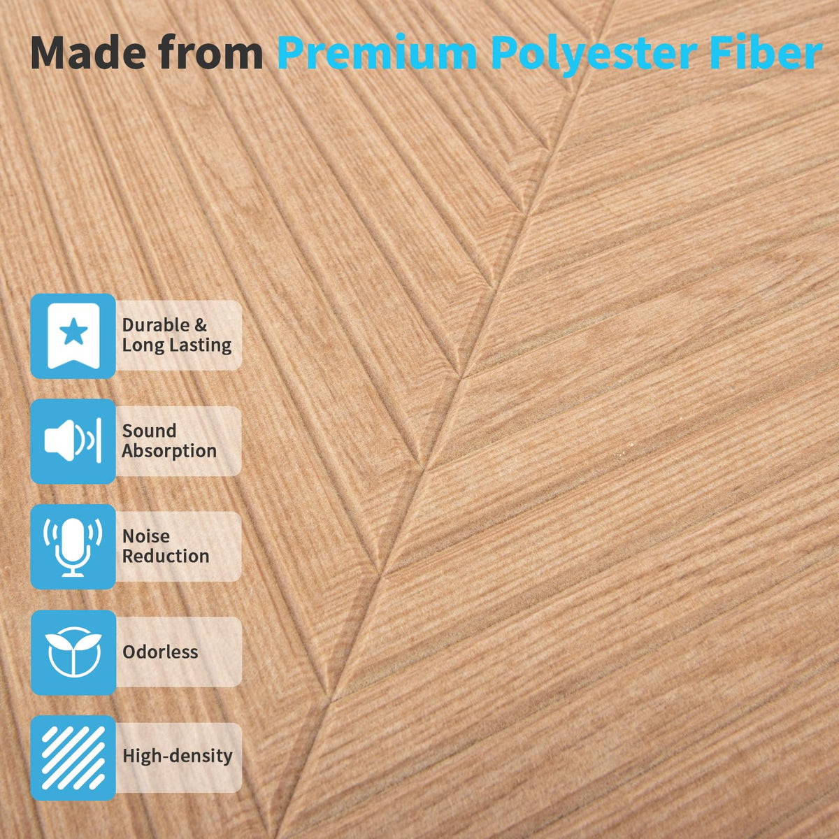 Art3d 6-Pack Self-Adhesive Acoustic Wall Panels for Home Décor, 24 x 24 Inch Soundproofing Panels for Office Studio Bedroom - High Noise Absorption Polyester Fiber, Wood Grain Airbrush