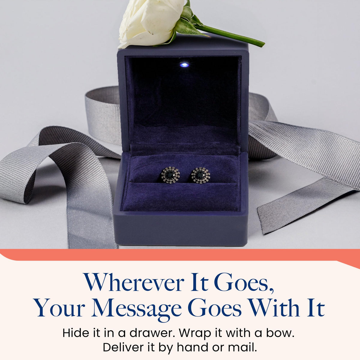 VOICEGIFT Ring Box Recordable Ring Box with LED Light, 60-Second Voice Recorder, Velvet Jewelry Gift Box for Proposal, Engagement, and Keepsake | Midnight Blue
