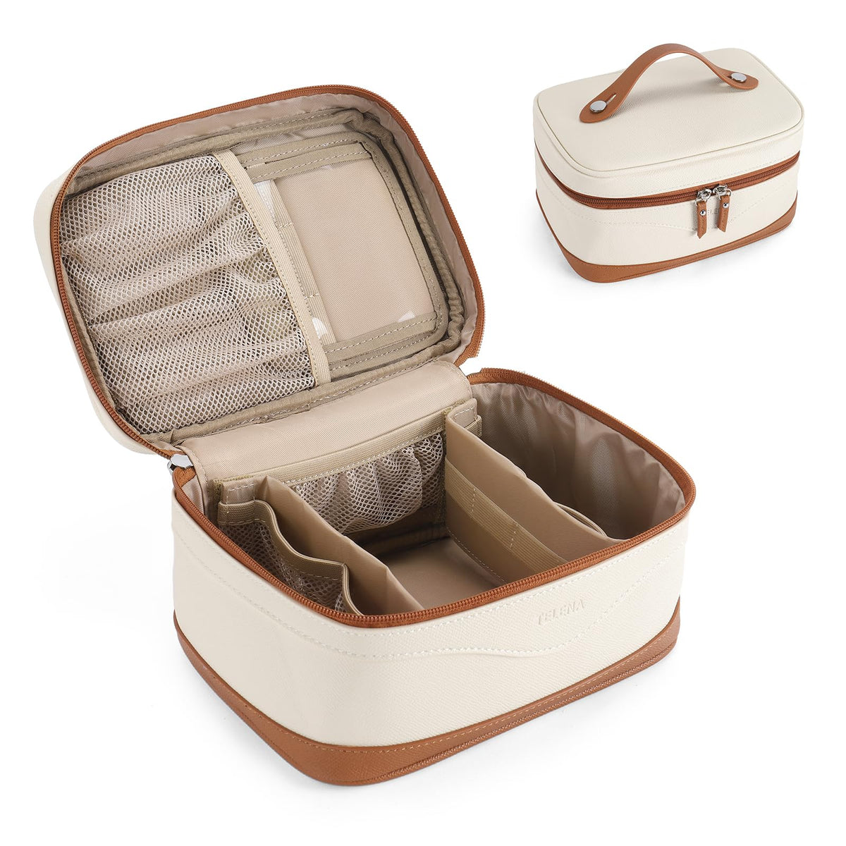 Telena Large Makeup Bag, Travel Toiletry Bag for Women, Vegan Leather Makeup Organizer Case Cosmetic Bag for Travel Essentials