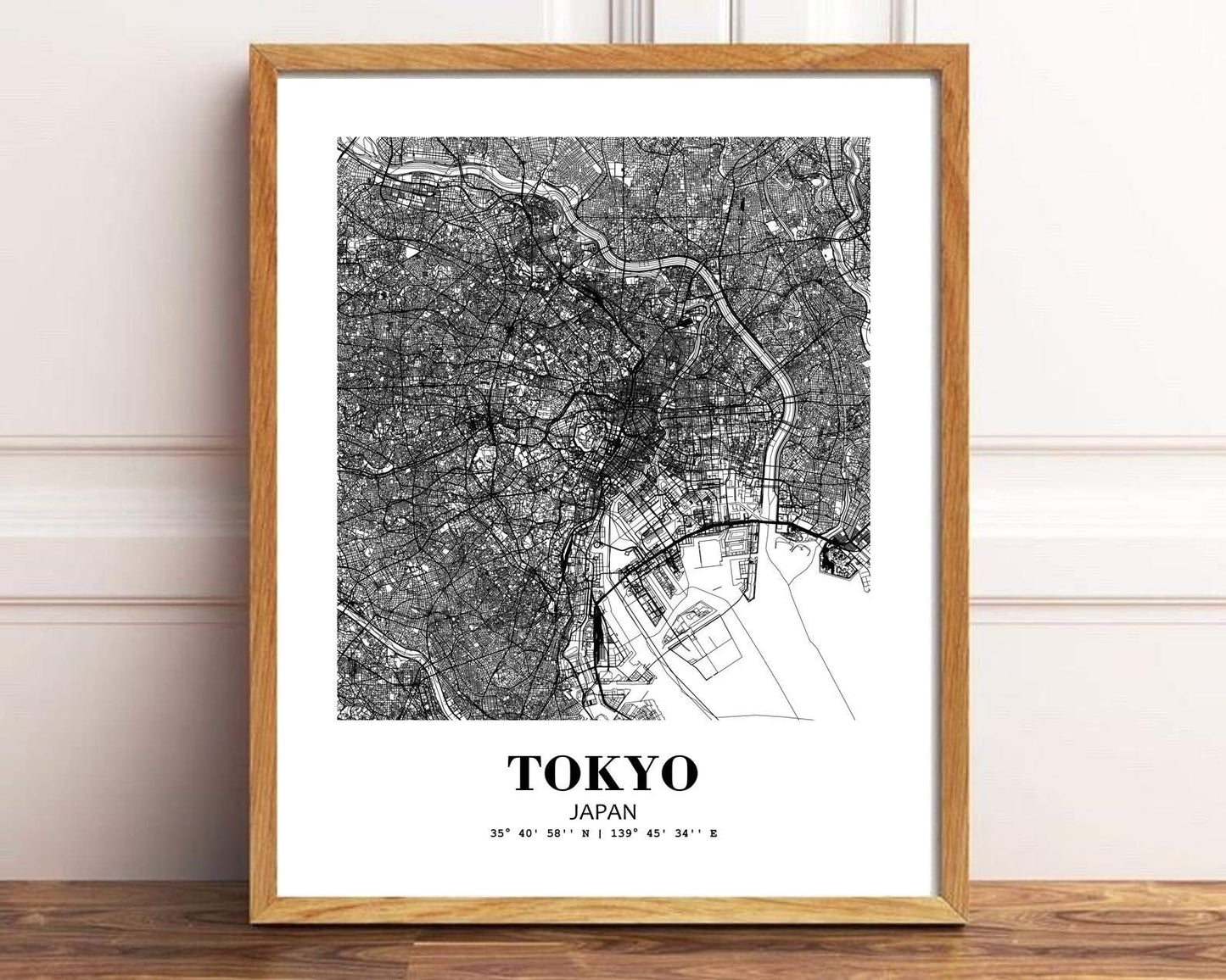 Eleville 8X10 Unframed Tokyo Japan City View Abstract Road Modern Map Art Print Poster Wall Office Home Decor Minimalist Line Art Hometown Housewarming wgn517