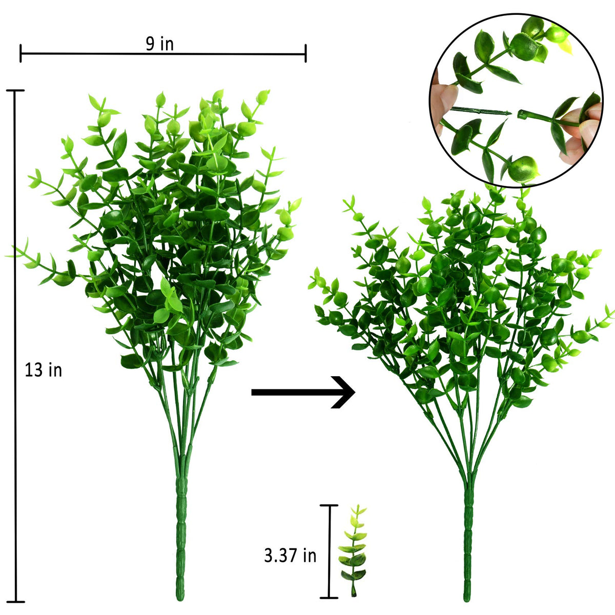 Besteek 9 Bundles Fake Plants Artificial Boxwood Greenery 63 Stems Fade Resistant Faux Plastic Plants for Garden Farmhouse Porch Patio Window Box Wedding Office Home Indoor Outdoor Decor
